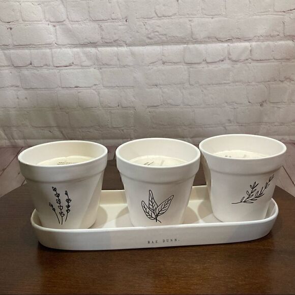 New Rae Dunn 4pc Planters set with scented Candles - Picture 2 of 8